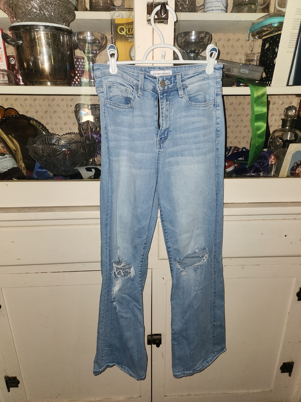 Flying Monkey Light Blue High-Rise Distressed Jeans